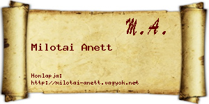 Milotai Anett névjegykártya